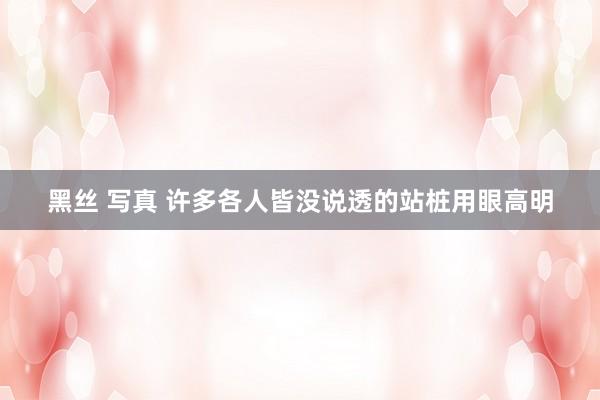黑丝 写真 许多各人皆没说透的站桩用眼高明