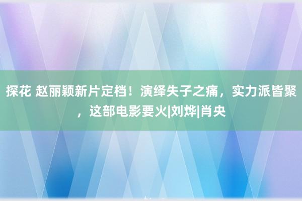 探花 赵丽颖新片定档！演绎失子之痛，实力派皆聚，这部电影要火|刘烨|肖央