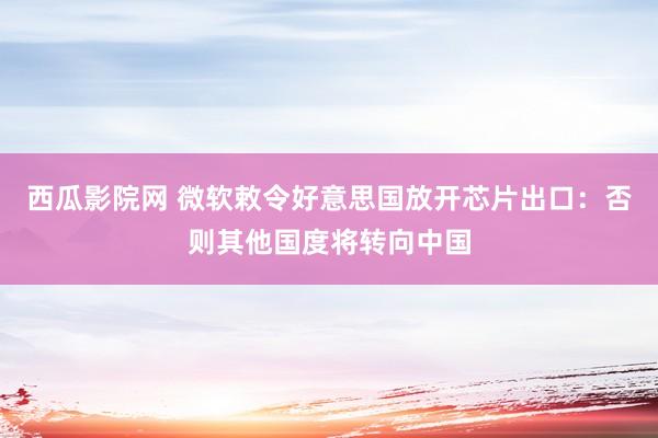 西瓜影院网 微软敕令好意思国放开芯片出口：否则其他国度将转向中国